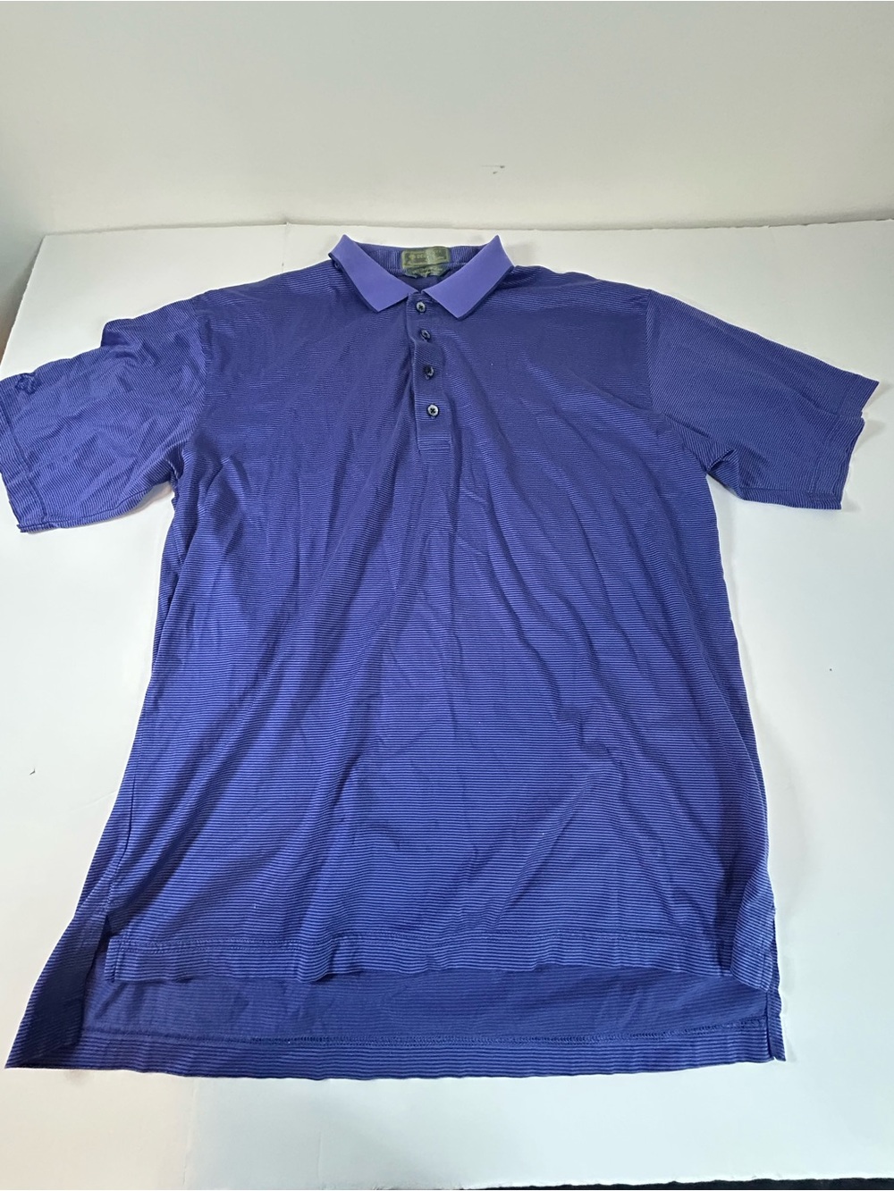 Descente Golf Polo shirt Blue Striped Short Sleeve 100% Egyptian cotton